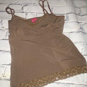 SO Brown Lace-Trim Camisole
